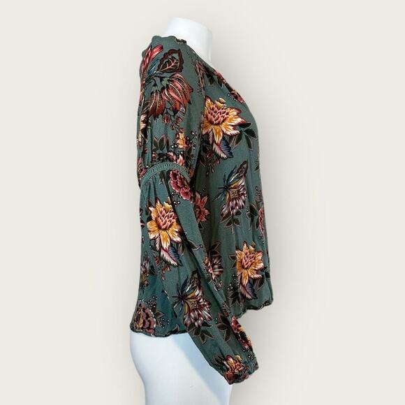 Farm Rio x Anthropologie | Palola Floral Peasant Blouse | Multi Green | Medium - Picture 5 of 15